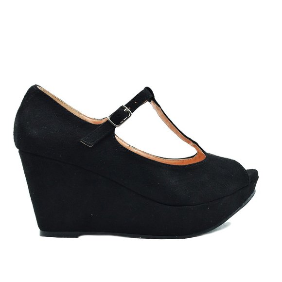WEDGED HEEL SANDAL WITH T-STRAP - Picture 1 of 4